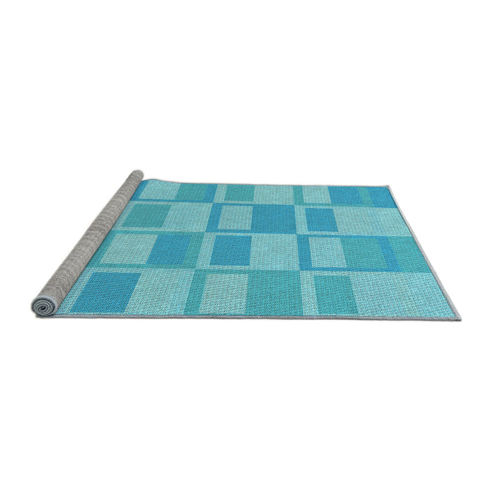 Sideview of Machine Washable Transitional Bright Turquoise Blue Rug, wshpat846lblu