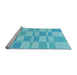 Sideview of Machine Washable Transitional Bright Turquoise Blue Rug, wshpat846lblu