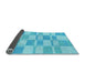 Thickness of Patterned Bright Turquoise Blue Rug, pat846lblu