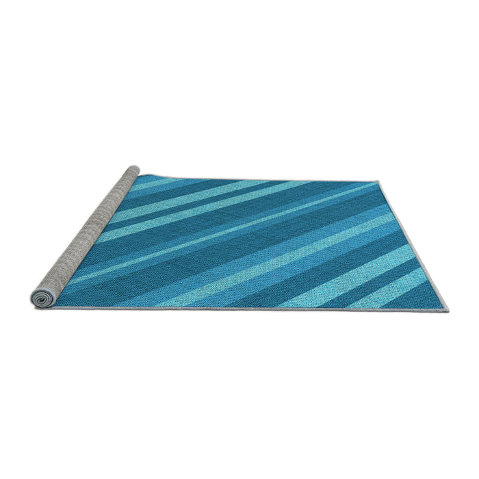 Sideview of Machine Washable Transitional Blue Rug, wshpat848lblu