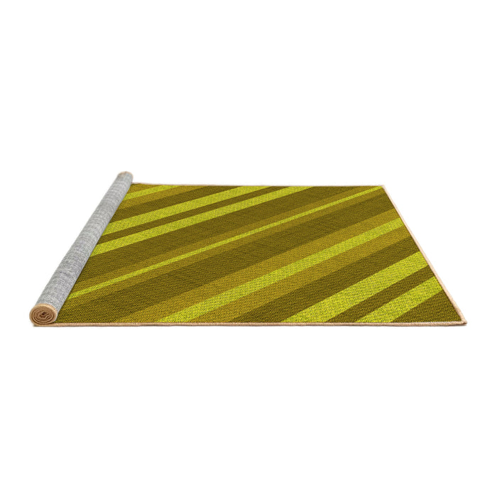 Sideview of Machine Washable Transitional Dark Yellow Green Rug, wshpat848yw