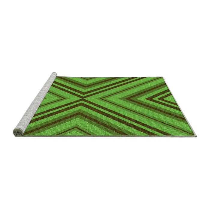 Sideview of Machine Washable Transitional Green Rug, wshpat849grn