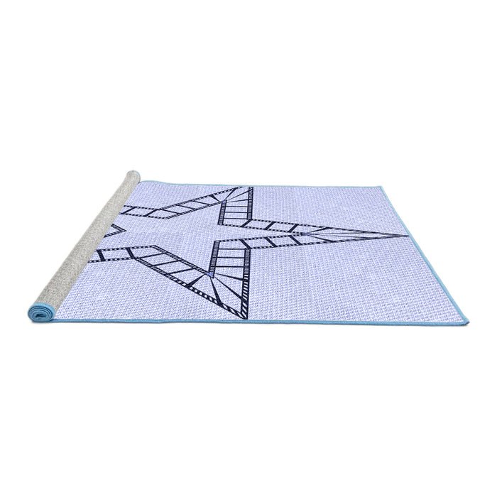 Sideview of Machine Washable Transitional Lavender Blue Rug, wshpat85blu
