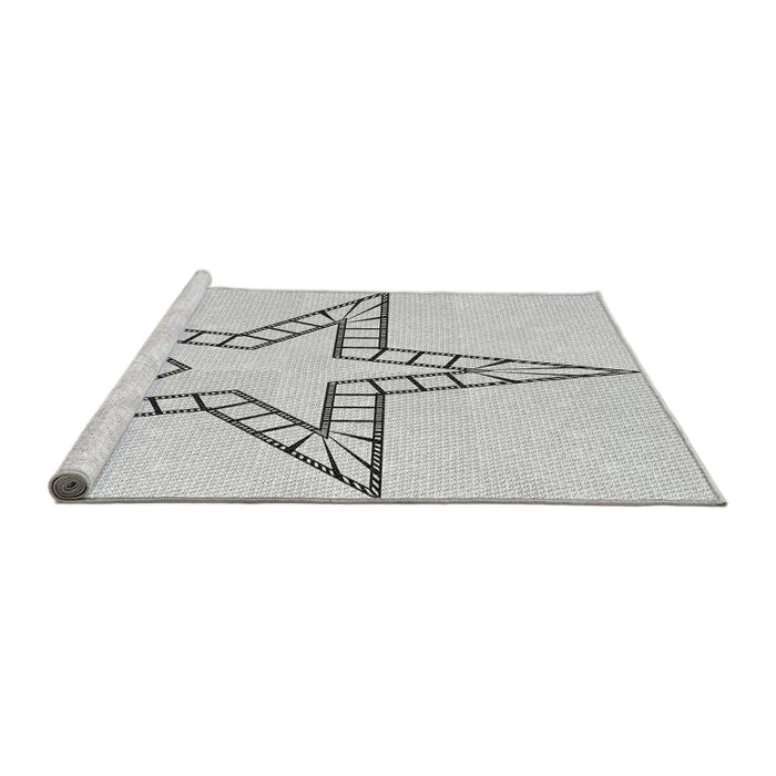 Sideview of Machine Washable Transitional Platinum Gray Rug, wshpat85gry