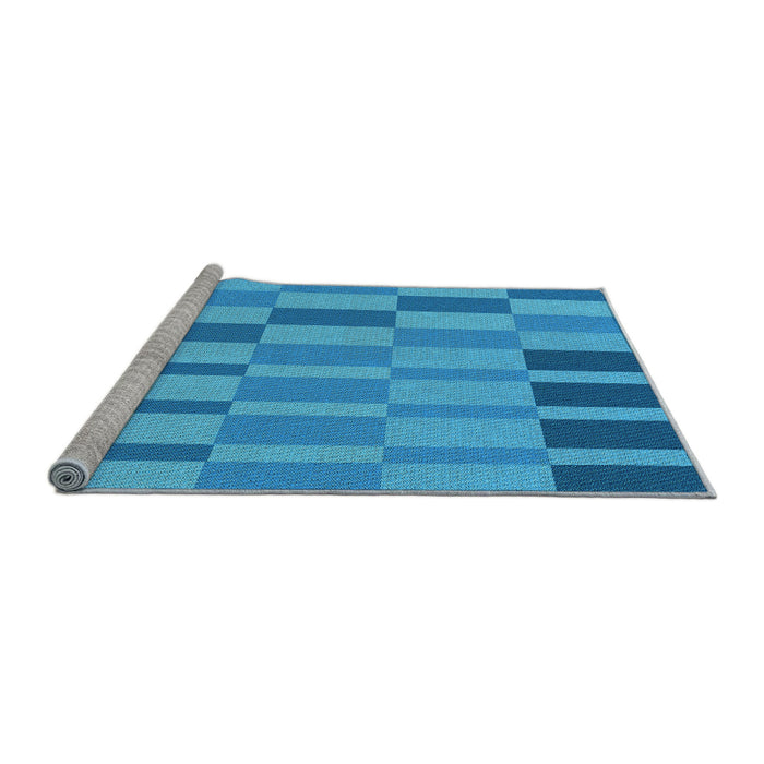 Sideview of Machine Washable Transitional Neon Blue Rug, wshpat850lblu