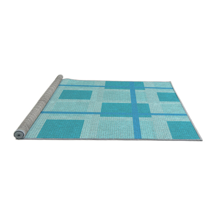 Sideview of Machine Washable Transitional Bright Turquoise Blue Rug, wshpat851lblu