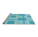 Sideview of Machine Washable Transitional Bright Turquoise Blue Rug, wshpat851lblu