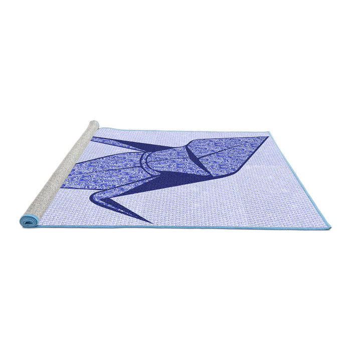 Sideview of Machine Washable Transitional Lavender Blue Rug, wshpat852blu