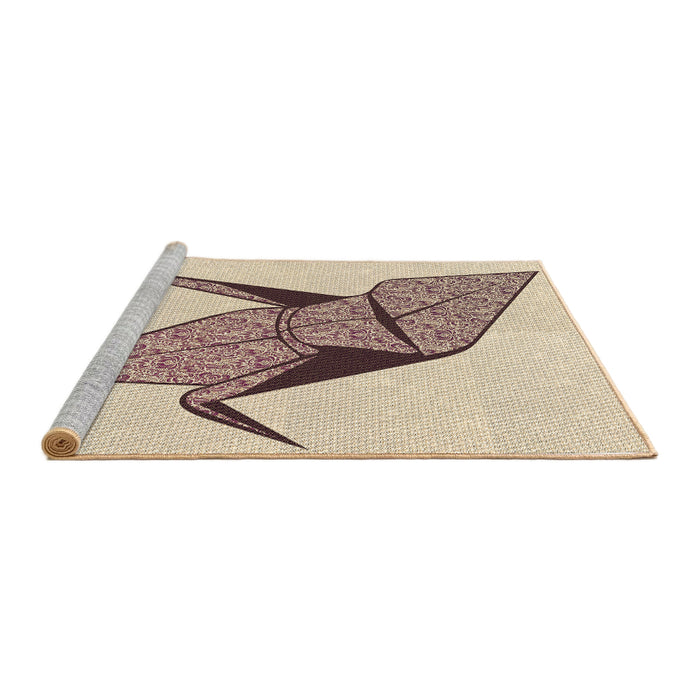 Sideview of Machine Washable Transitional Wheat Beige Rug, wshpat852brn
