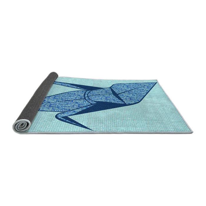 Thickness of Patterned Blue Rug, pat852lblu