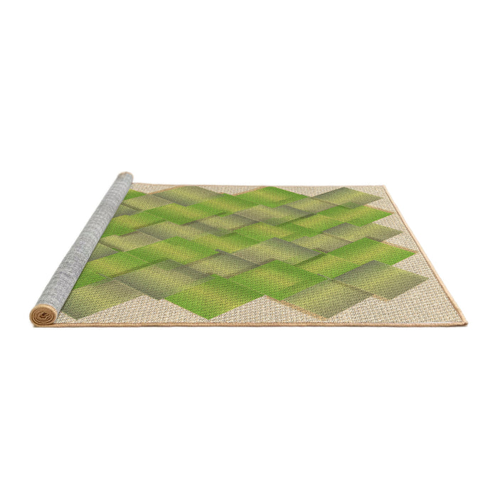 Sideview of Machine Washable Transitional Green Rug, wshpat853brn