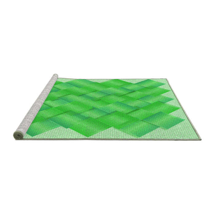 Sideview of Machine Washable Transitional Neon Green Rug, wshpat853grn