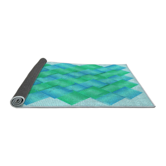 Thickness of Patterned Turquoise Green Rug, pat853lblu