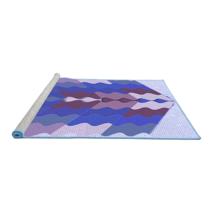 Sideview of Machine Washable Transitional Amethyst Purple Rug, wshpat854blu