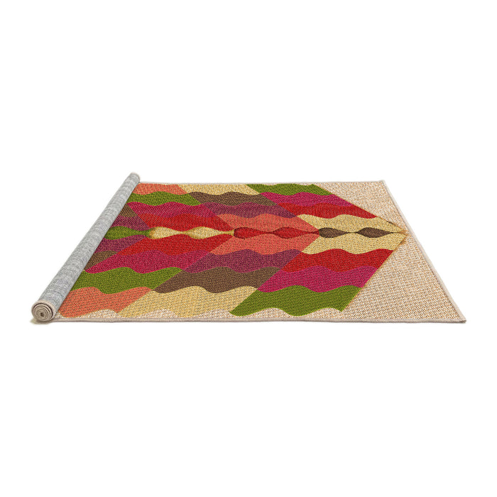 Sideview of Machine Washable Transitional Yellow Orange Rug, wshpat854org