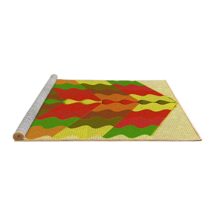 Sideview of Machine Washable Transitional Green Rug, wshpat854yw