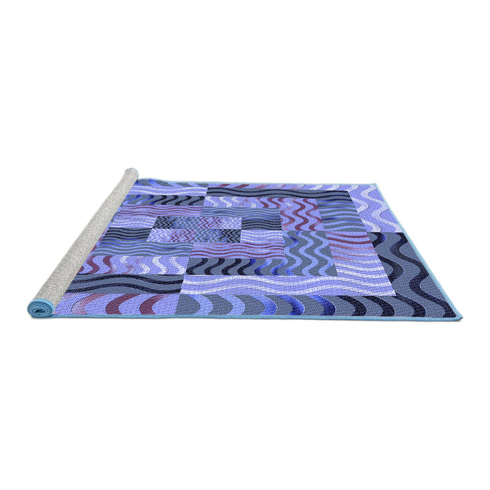Sideview of Machine Washable Transitional Deep Periwinkle Purple Rug, wshpat855blu