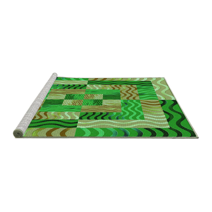 Sideview of Machine Washable Transitional Green Rug, wshpat855grn