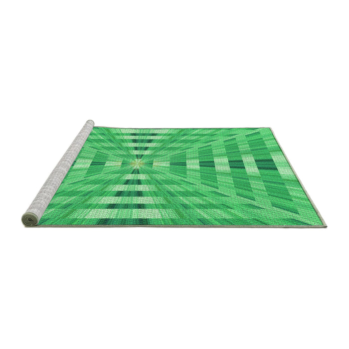 Sideview of Machine Washable Transitional Neon Green Rug, wshpat856grn