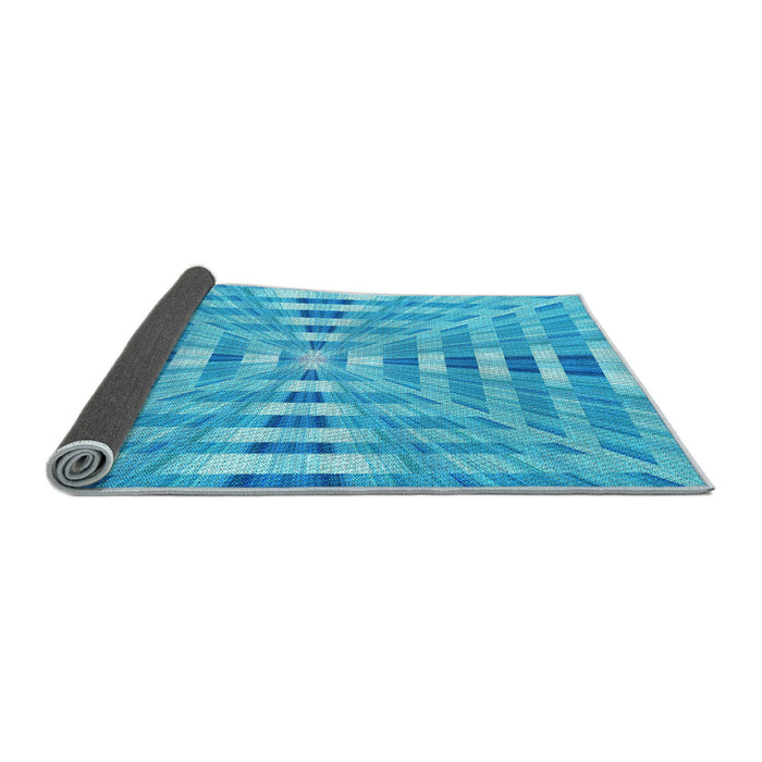 Thickness of Patterned Bright Cyan Blue Rug, pat856lblu