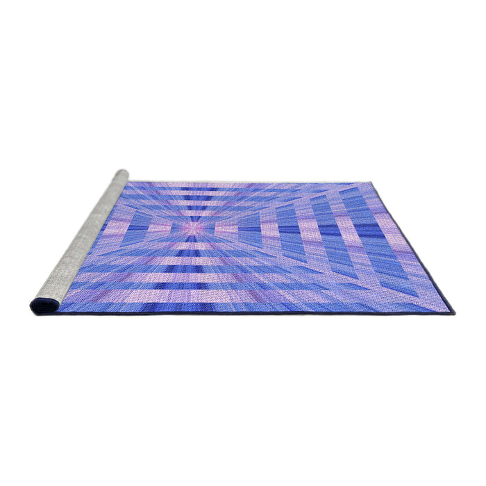 Sideview of Machine Washable Transitional Blue Rug, wshpat856pur