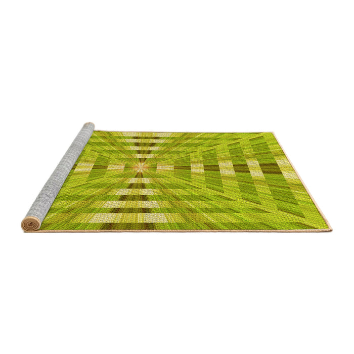 Sideview of Machine Washable Transitional Dark Yellow Green Rug, wshpat856yw