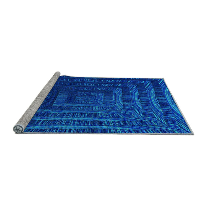 Sideview of Machine Washable Transitional Neon Blue Rug, wshpat857lblu