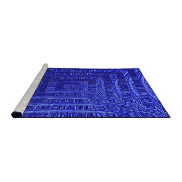 Sideview of Machine Washable Transitional Bright Blue Rug, wshpat857pur