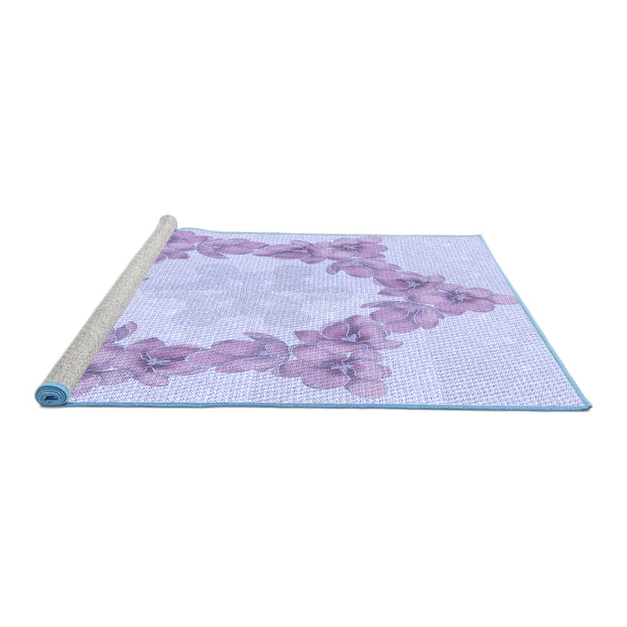 Sideview of Machine Washable Transitional Purple Mimosa Purple Rug, wshpat858blu