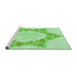 Sideview of Machine Washable Transitional Green Rug, wshpat858grn