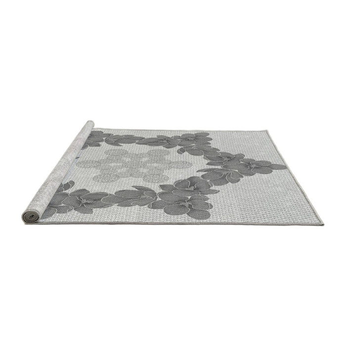 Sideview of Machine Washable Transitional Gunmetal Gray Rug, wshpat858gry