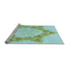 Sideview of Machine Washable Transitional Light Aquamarine Green Rug, wshpat858lblu