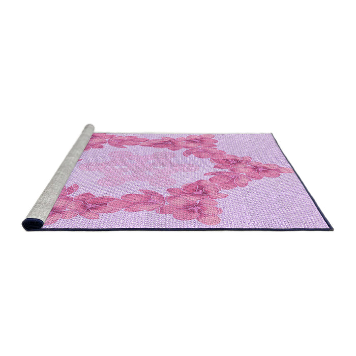 Sideview of Machine Washable Transitional Blossom Pink Rug, wshpat858pur
