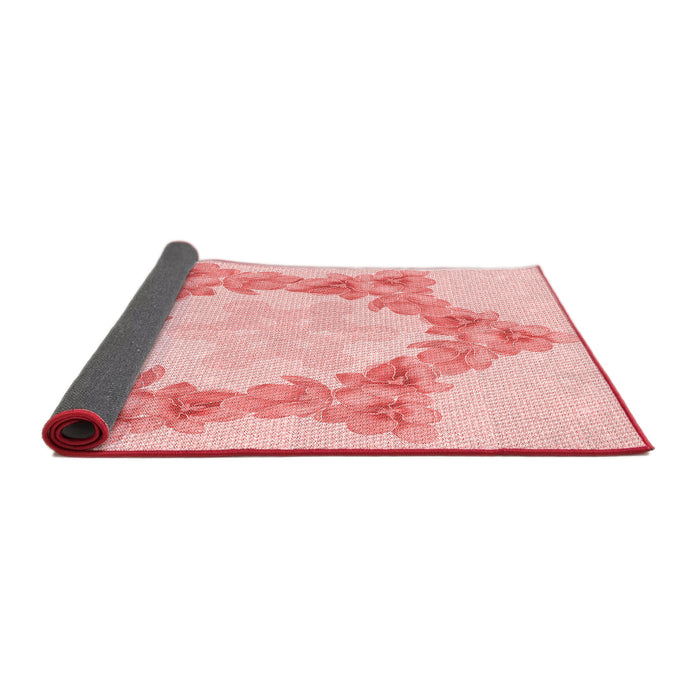 Thickness of Patterned Light Red Pink Rug, pat858rd