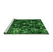 Sideview of Machine Washable Transitional Dark Forest Green Rug, wshpat859grn