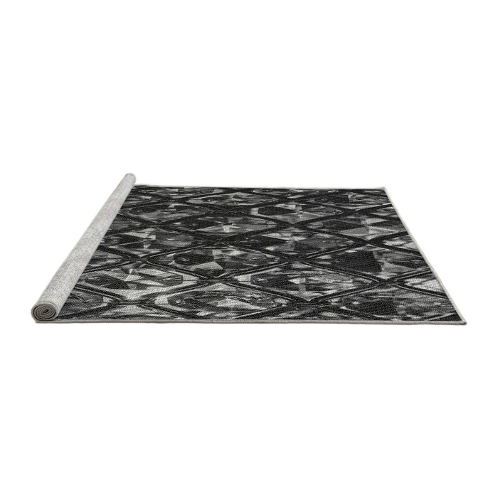 Sideview of Machine Washable Transitional Charcoal Black Rug, wshpat859gry