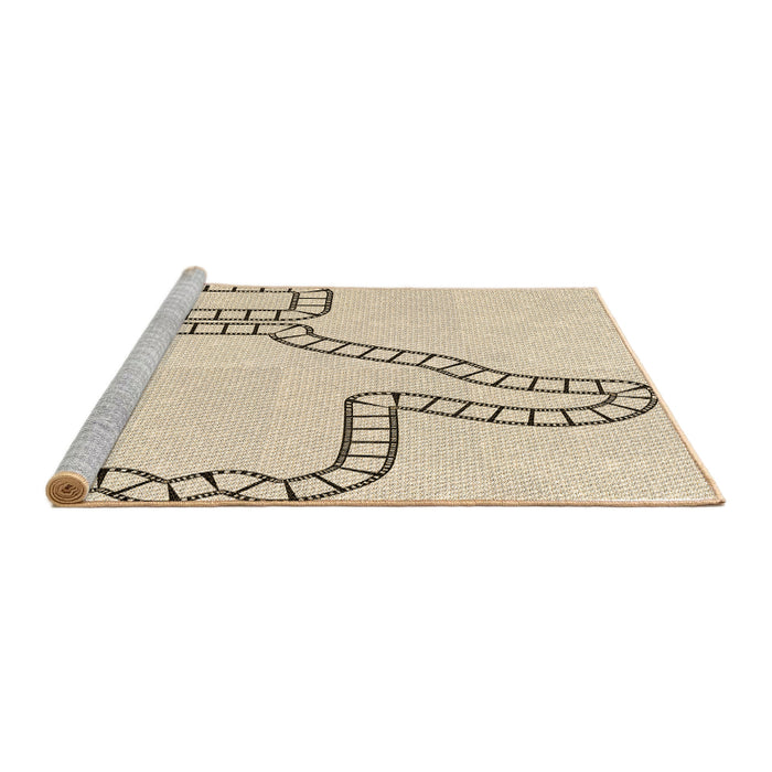 Sideview of Machine Washable Transitional Moccasin Beige Rug, wshpat86brn