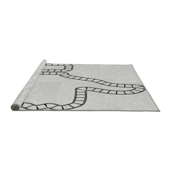 Sideview of Machine Washable Transitional Platinum Gray Rug, wshpat86gry