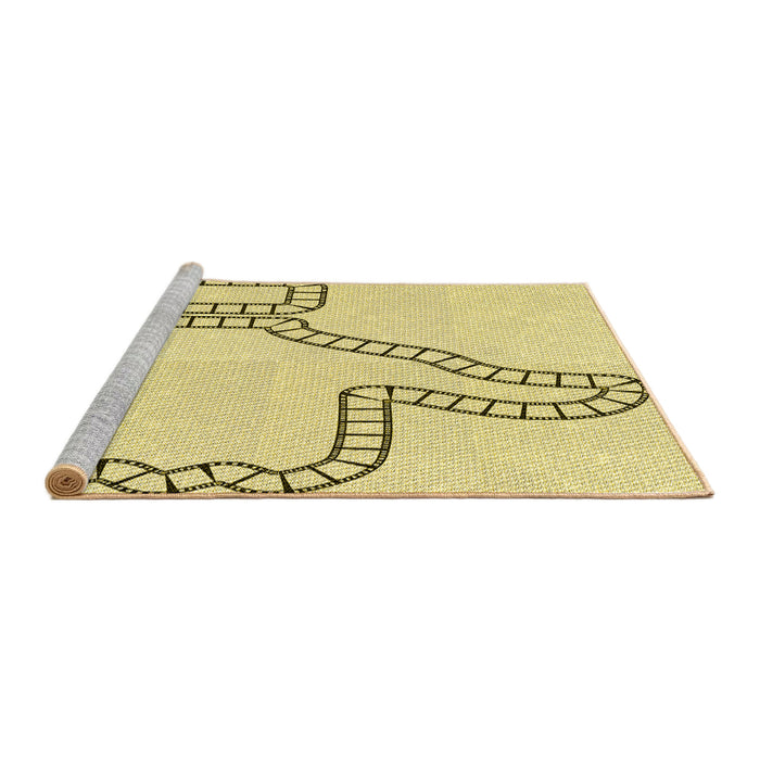 Sideview of Machine Washable Transitional Sun Yellow Rug, wshpat86yw