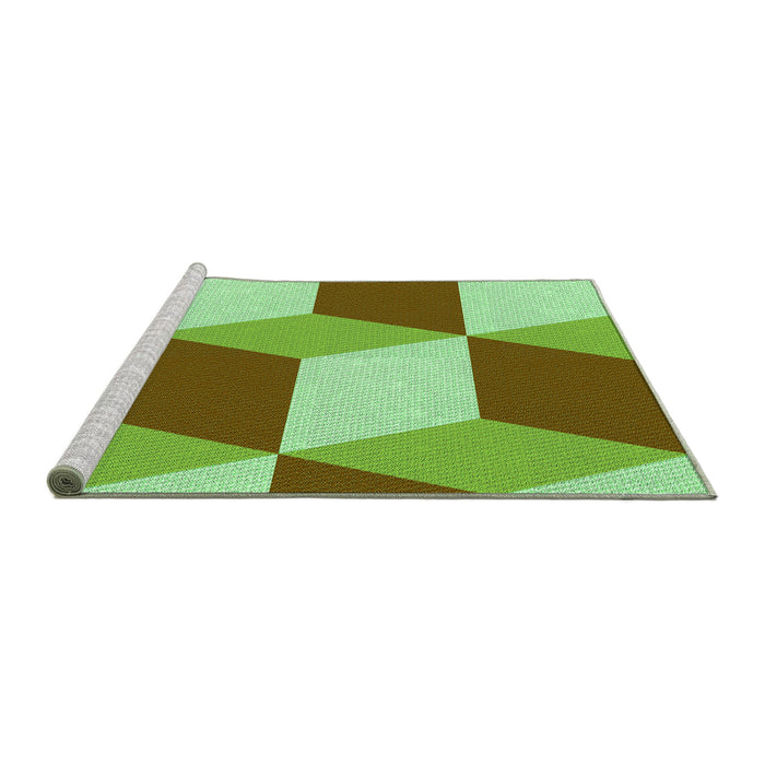 Sideview of Machine Washable Transitional Olive Green Rug, wshpat860grn