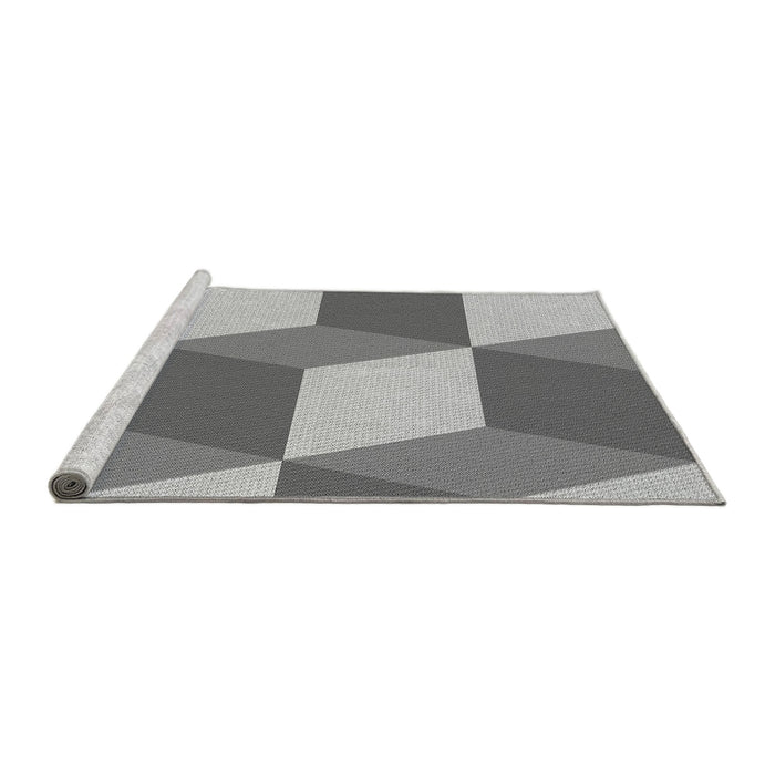 Sideview of Machine Washable Transitional Silver Gray Rug, wshpat860gry
