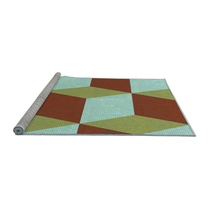Sideview of Machine Washable Transitional Light Green Rug, wshpat860lblu