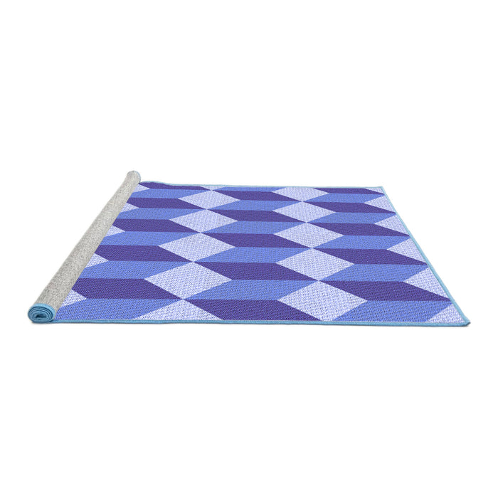 Sideview of Machine Washable Transitional Light Sky Blue Rug, wshpat862blu