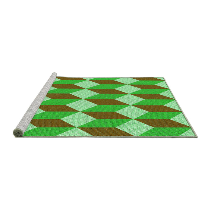 Sideview of Machine Washable Transitional Green Rug, wshpat862grn