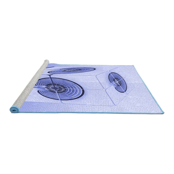 Sideview of Machine Washable Transitional Blue Rug, wshpat863blu
