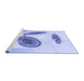 Sideview of Machine Washable Transitional Blue Rug, wshpat863blu