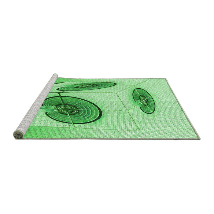 Sideview of Machine Washable Transitional Jade Green Rug, wshpat863grn