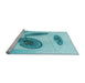 Sideview of Machine Washable Transitional Dark Turquoise Green Rug, wshpat863lblu