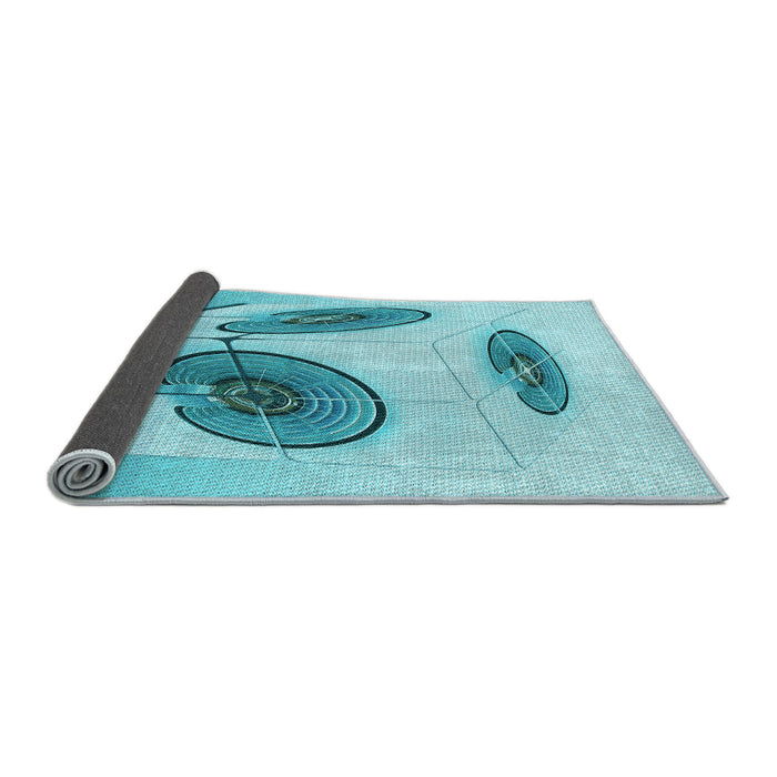 Thickness of Patterned Dark Turquoise Green Rug, pat863lblu