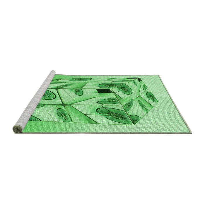 Sideview of Machine Washable Transitional Green Rug, wshpat864grn
